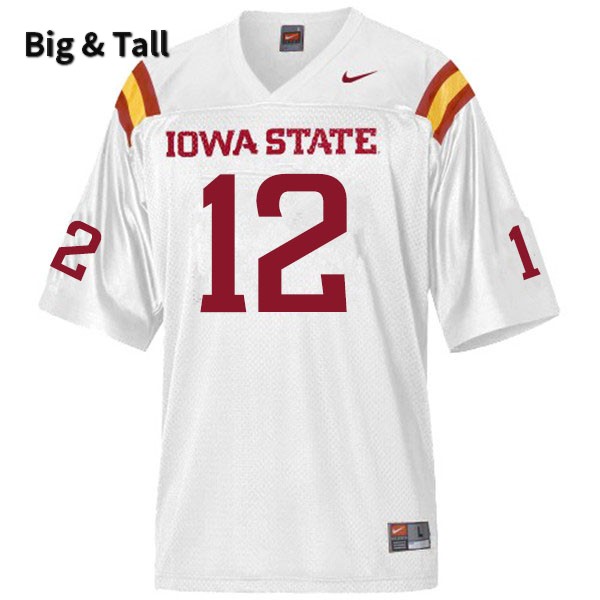 Iowa State Cyclones Men's #12 Greg Eisworth II Nike NCAA Authentic White Big & Tall College Stitched Football Jersey JG42N21TW
